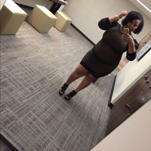 Double wear body con nude net dress in Black Nude